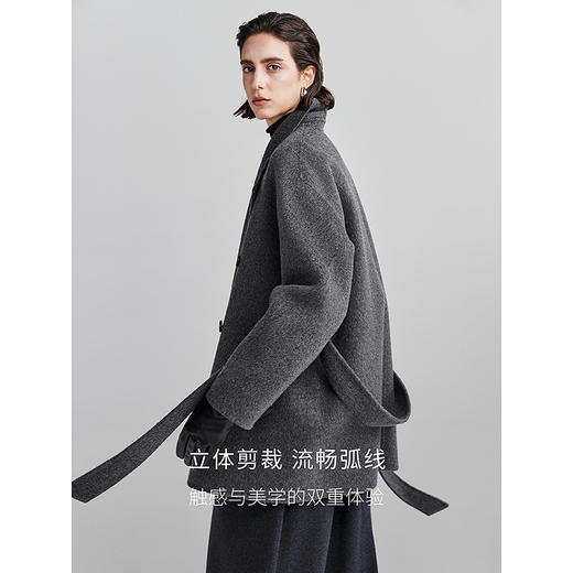 棉仓367666004-羊绒中长双排扣大衣 商品图3