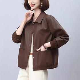 百媚生 皮衣外套洋气薄款休闲皮夹克上衣BKYQL1921