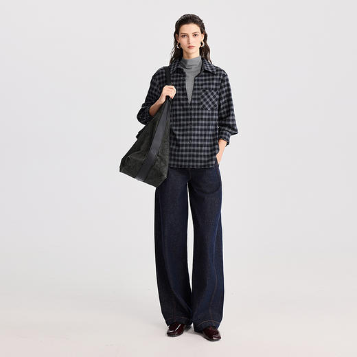 棉仓366604043-假两件格子衬衫 商品图4