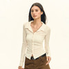 Ariseism美式复古设计感翻领长袖衬衫女秋季新款修身打底上衣 商品缩略图3