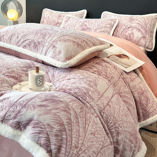 【高克重牛奶绒四件套】立体提花雕花珊瑚绒床单床笠 保暖双面加绒被套  商品图6