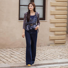 【林栖设计小店】【草木丹宁】雾织山花系列牛仔裤配植物染方巾宽松2025秋季新款阔腿裤1953073