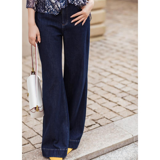 【林栖设计小店】【草木丹宁】雾织山花系列牛仔裤配植物染方巾宽松2025秋季新款阔腿裤1953073 商品图3