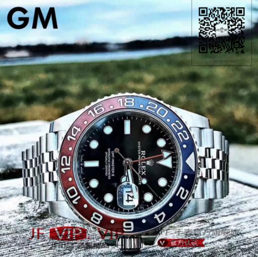 GM劳力士可乐圈格林尼治二GMT  Master ll，一个大特色莫过于红蓝色的高科技陶瓷圈、蚝式904钢材表壳、经典五珠链设计以及新一代2836机芯 商品图0