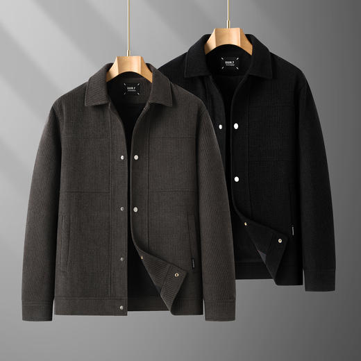 【DDT】大依优型大码男装秋冬厚款夹克外套时尚休闲商务翻领长袖外套百搭加肥加大 商品图5