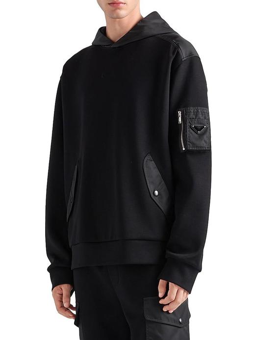 P.R.D 尼龙拼接 廓形宽松 连帽卫衣外套 WY921 商品图0