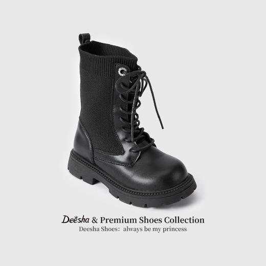 笛莎Deesha 女童童鞋2025冬季新款短筒皮靴 商品图1