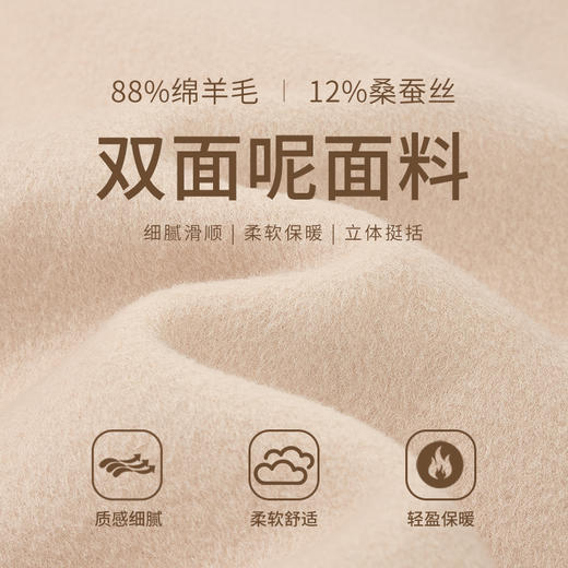 【商场同款】CNC5012 “ 轻氧短大衣 ” 羊毛蚕丝混纺触感细腻高级 驼色连帽短大衣 商品图3