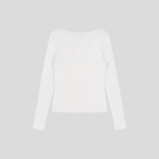 GOODBAI logo织唛一字领纽扣正肩长袖T恤 商品图2