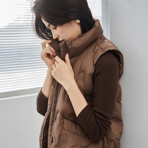 「高货sh」全新升级【铂金会员293/天猫399/差价106】(05019)洛诗琳新款白鸭绒立领马甲2025冬季气质通勤宽松保暖外套 商品图2