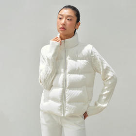 Ariseism 美式复古设计感立领针织拼接羽绒服女秋冬新款保暖上衣