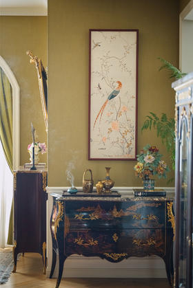 独角鹿西洋古董20世纪初中国出品「锦上添花」传统东方花鸟主题粤绣挂屏