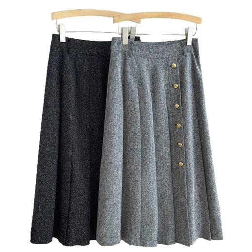 「自」全新升级【铂金会员330/天猫439/差价109】(94406)洛诗琳雷系灰色百褶裙2025秋季新款通勤百搭显瘦A字半身裙 商品图4