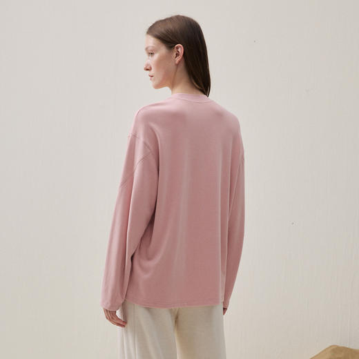 谜底中长款T恤长袖2025年冬季新品剪影印花微落肩宽松女254MT1718 商品图2