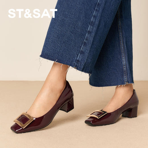 【方扣系列】星期六经典通勤百搭粗跟单鞋SSD1111475 商品图3