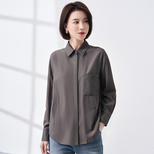 【简约纯色】罗蒙春秋女士长袖衬衫商务通勤衬衣女设计感时尚百搭日常 商品图1