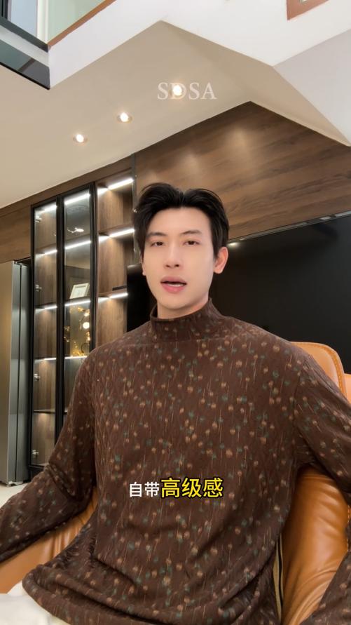 SDSA男士秋冬新款痞帅男装韩版撞色花卉半高领长袖T恤百搭复古潮 商品图0