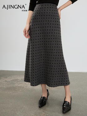 【微A廓形】阿菁娜秋季新款波点半身裙微A廓形显瘦侧开叉设计通勤日常百搭F30D213001