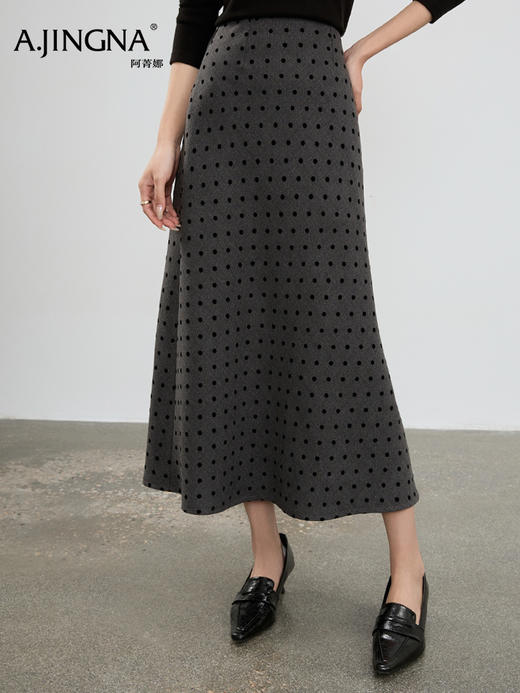 【微A廓形】阿菁娜秋季新款波点半身裙微A廓形显瘦侧开叉设计通勤日常百搭F30D213001 商品图0