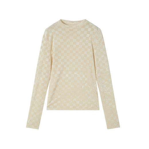 谜底紧身打底丝绒T恤长袖2025年冬季新品复古时髦弹力女254MT1456 商品图4