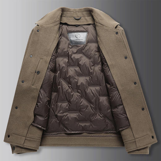 【可拆卸鹅绒内胆】【羊毛】【DBW】大依优型大码男装双面毛呢大衣外套可脱卸鹅绒内胆商务休闲翻领长袖 商品图3