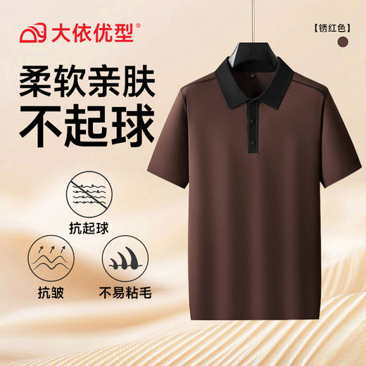 【DPF】大依优型大码男士短袖针织衫Polo衫商务轻奢秋季新款时尚休闲拼色商务翻领毛衣短袖T恤加肥加大品质 商品图4