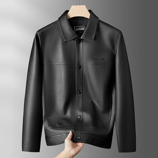 【DPF】大依优型大码男装男翻领皮夹克男PU皮衣外套男士时尚潮流休闲肥佬 商品图1