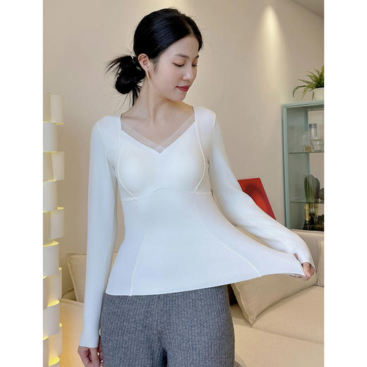 1.&山羊绒+1.6%蚕丝V领带杯保暖衣   20832 商品图2