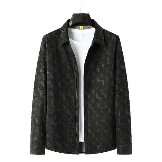 【DG】大依优型大码男装厚款印花衬衫外套时尚休闲翻领长袖T恤 商品图4