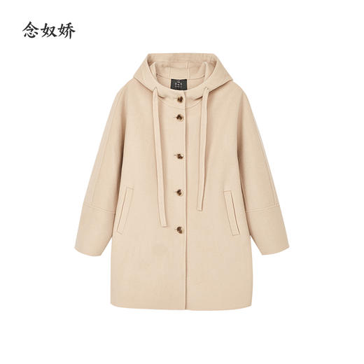 【商场同款】CNC5013  “ 随性大衣 ” 羊毛蚕丝混纺触感细腻高级 休闲连帽中长大衣 商品图9