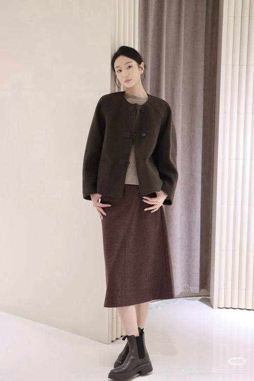 109-7 独家圆正 羊毛摇粒绒大衣外套 我穿白色38合身 栗子色40宽松 商品图4