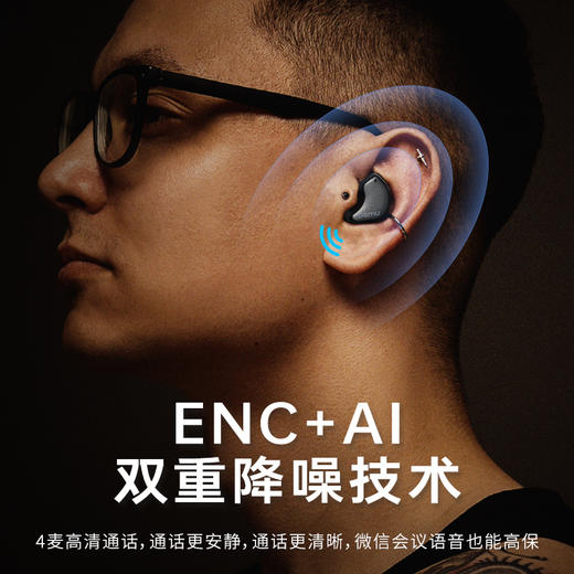 【下单前200名赠纳米防尘布】派美特 蓝牙降噪耳机  耳甲式设计 小巧便携 佩戴舒适 续航强劲 苹果安卓通用 商品图3