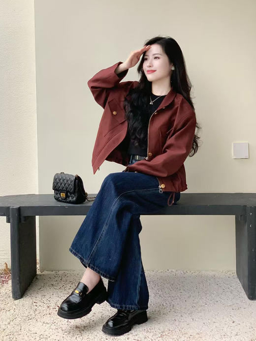 【百图lulu定制】【凯旋外套】大口袋 POLO领 铜饰纽扣  夹克外套 商品图0