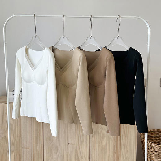 1.&山羊绒+1.6%蚕丝V领带杯保暖衣   20832 商品图4