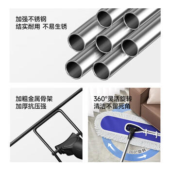 五月花尘推墩布60cm单配布平板拖把不锈钢拖把干湿两用商场物业拖地墩布 商品图5