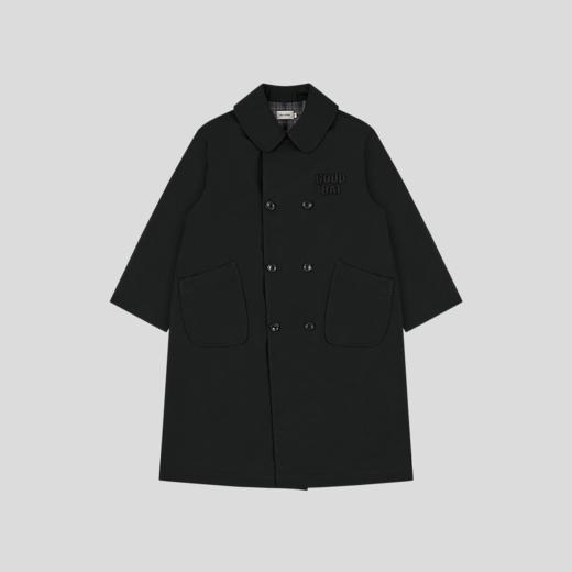 GOODBAI 粗体logo贴布绣翻领双排扣oversize长款风衣 商品图3