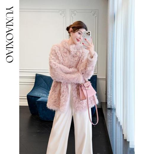 余潇潇【暮雪时光】高级减龄托斯卡纳皮毛一体时髦宽松立领外套 商品图3