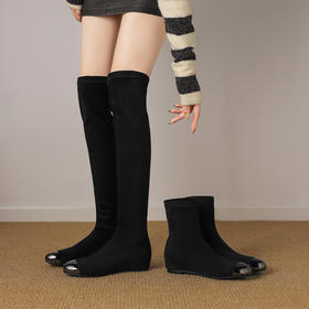 【预售7天】秋冬时尚显瘦弹力靴女简约百搭通勤圆头舒适内增高铁头瘦瘦靴HCYYHD&6308/6319