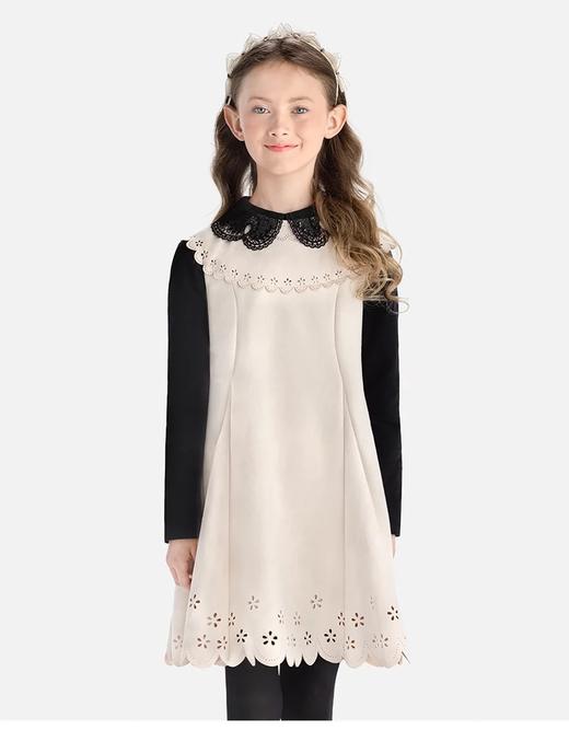 【春上新】8楼琳麦罗 LYNNMILO 浅卡其麂皮绒激光割花礼服裙 吊牌价：798元  活动价：239元 商品图3