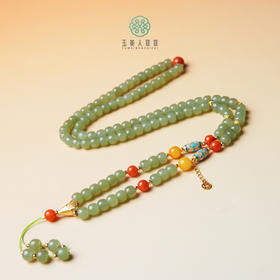 S925和田玉直切珠项链约7*7mm