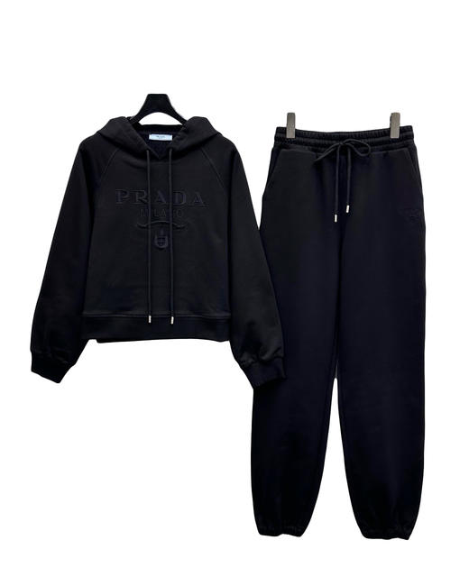 女款全棉刺绣连帽卫衣长裤套装020 商品图0