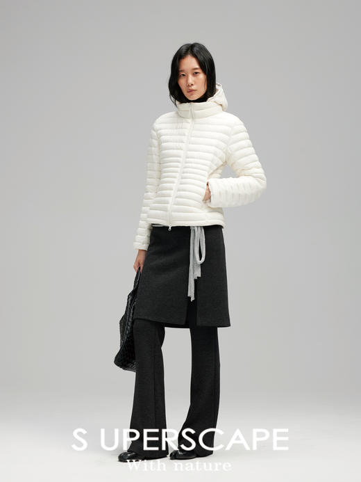 素舶 醋酸羊毛混纺假两件修跨梨形显瘦可调节开叉裙裤 商品图1