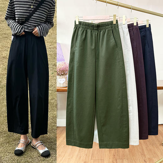 山本裤！女秋季九分直筒老钱风爆款质感天丝大码显瘦小个子弯刀裤！ 商品图0