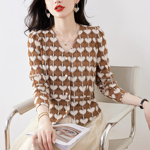 KQL 403H7928洋气上衣小香风短款修身针织开衫 商品图2