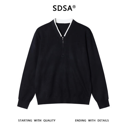 6292SDSA男士秋冬新款痞帅男装韩版简约半拉链V领假两件针织毛衣百搭 商品图1