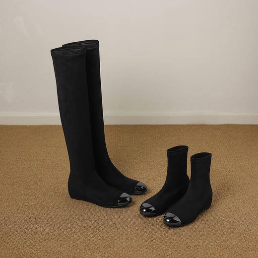 【预售7天】秋冬时尚显瘦弹力靴女简约百搭通勤圆头舒适内增高铁头瘦瘦靴HCYYHD&6308/6319 商品图2