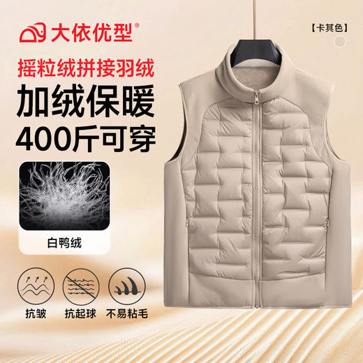【DK】【摇粒绒拼接】400斤大依优型大码男装羽绒马甲加肥加大坎肩上衣男保暖加绒加厚 商品图5