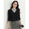 【周四狂欢价】熙世界通勤衬衫领拼接假两件针织衫秋季新款内搭长袖打底衫上衣 商品缩略图4