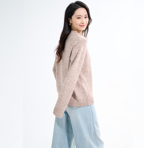 罗蒙秋冬女士针织衫半高领拉链慵懒风设计感针织开衫宽松上衣毛衣外套女 商品图4
