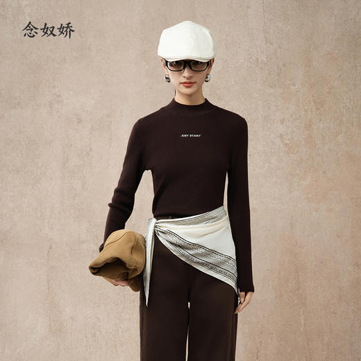 【商场同款】CNK5040 “ 摩卡密语 ”  纯羊毛半高领毛衫 紧密坑条显瘦好穿 商品图5